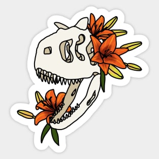 Carnotaurus and Lilies Sticker